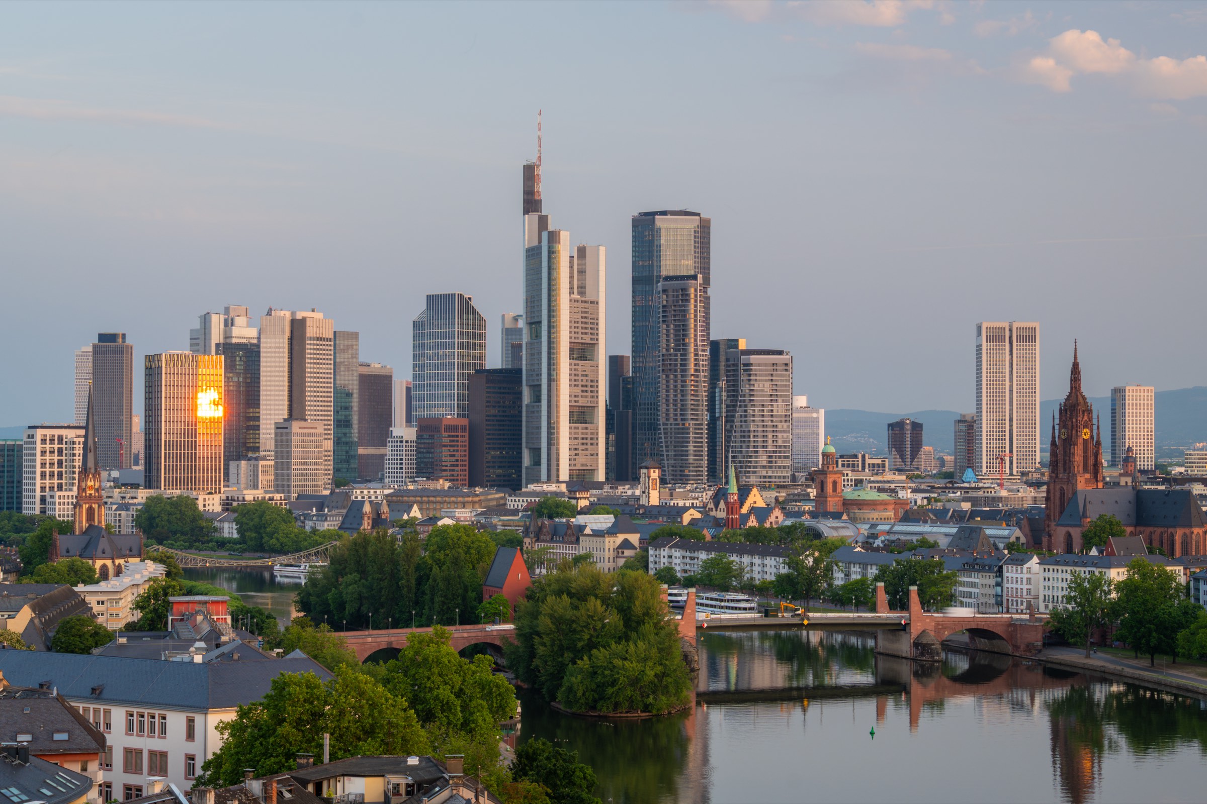 Frankfurt am Main skyline at sunrise — home of ORDYX Group