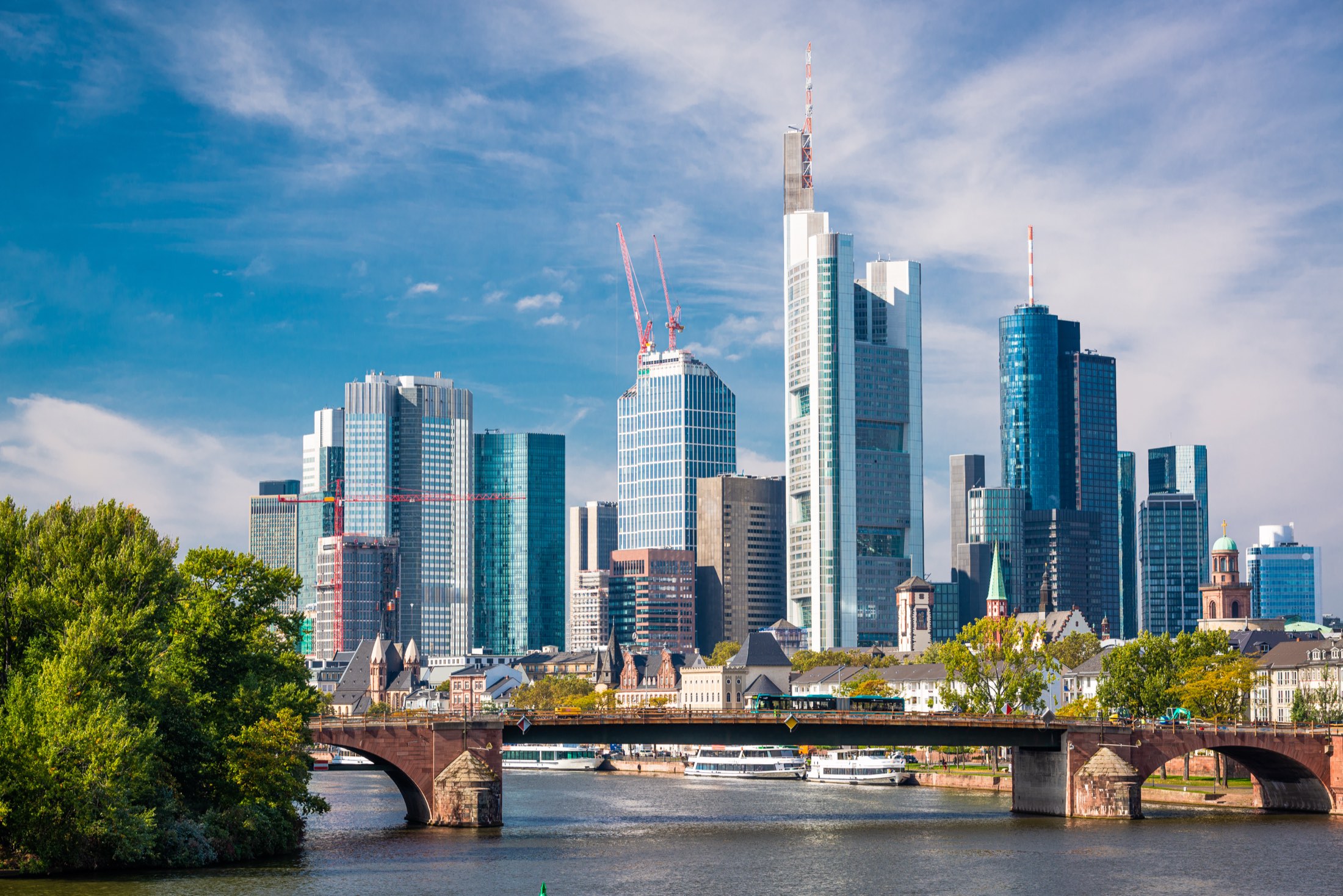 Frankfurt skyline over the Main river